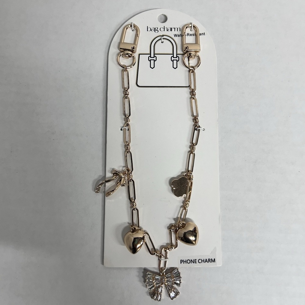 Bag Phone Charm Gold New